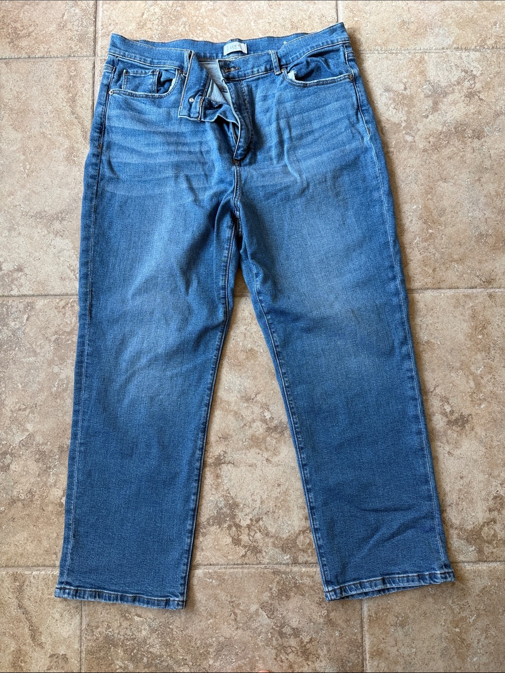LOFT High-Rise Straight Leg Jeans in Medium Blue